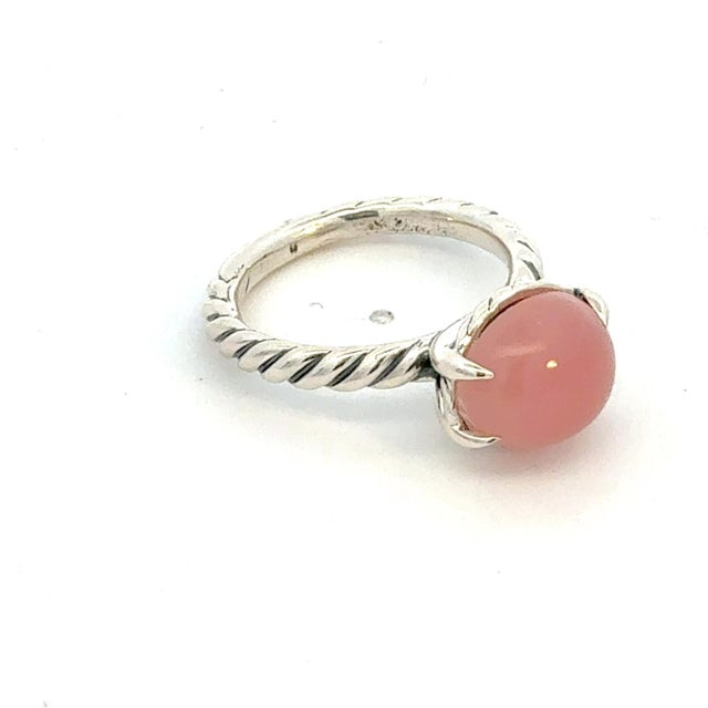 1990s 1990s David Yurman Guava Chalcidony Ring Size 7 Sterling Silver Estate For Sale - Image 5 of 5