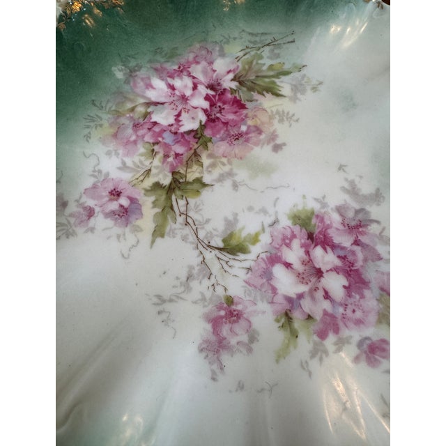 1910s Antique Porcelain Cake Plate Floral Molded For Sale - Image 5 of 12