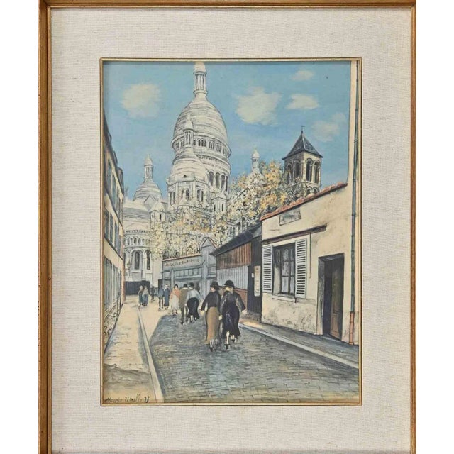 After M. Utrillo, Walk Downtown, Offset and Lithograph, Mid 20th Century, Framed For Sale - Image 4 of 4