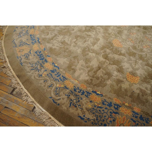1900s Mocha Medallion Dragon Antique Chinese Peking Carpet Wool Oval Rug For Sale - Image 11 of 11