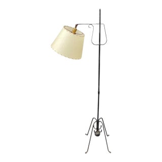 Early 20th Century French Wrought Iron Floor Lamp in the Style of Jacques Adnet For Sale