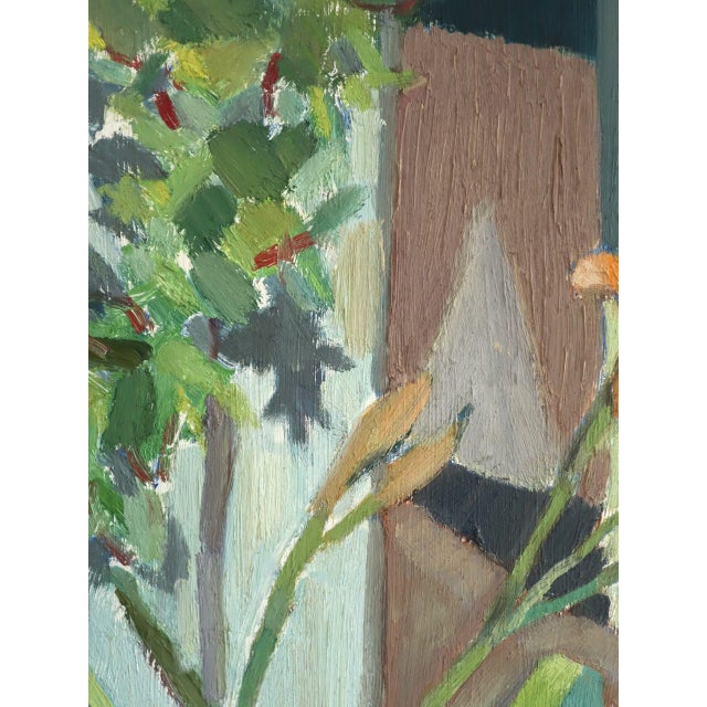 1955 Mid-Century Modern 'Daylilies in Sunlight' Vintage Original Floral Still Life Oil Painting, Framed For Sale - Image 9 of 11