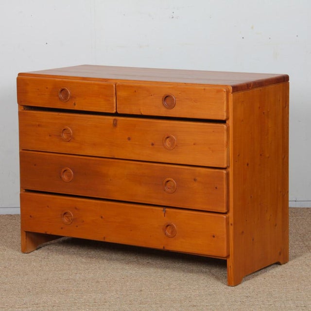Pine Chest of Drawers by Charlotte Perriand for Les Arcs, 1960, in Good conditions. Designed 1960 to 1969