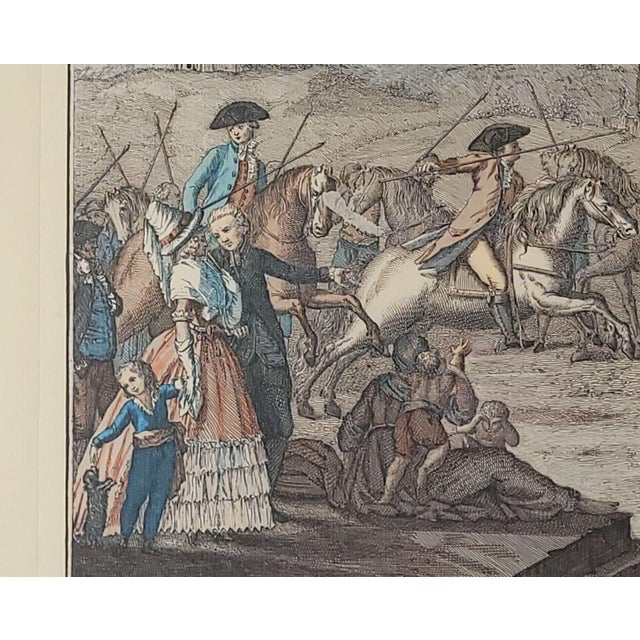 19th Century 19th Century Hand Colored Italian Engraving, "La Giostra" For Sale - Image 5 of 6