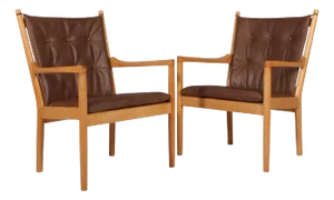 Lounge Chair in Leather attributed to Hans J. Wegner for Fritz Hansen, 1980s