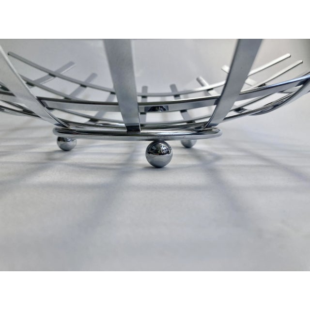 Vintage Modern Curved Criss Cross Chrome Fruit Basket For Sale - Image 10 of 13