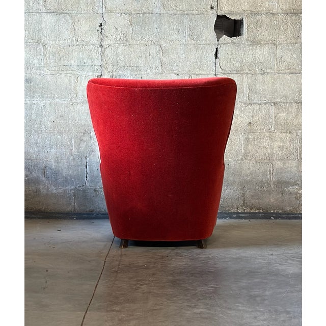 Danish Cabinetmaker Wingback Chair in Mohair For Sale - Image 4 of 10