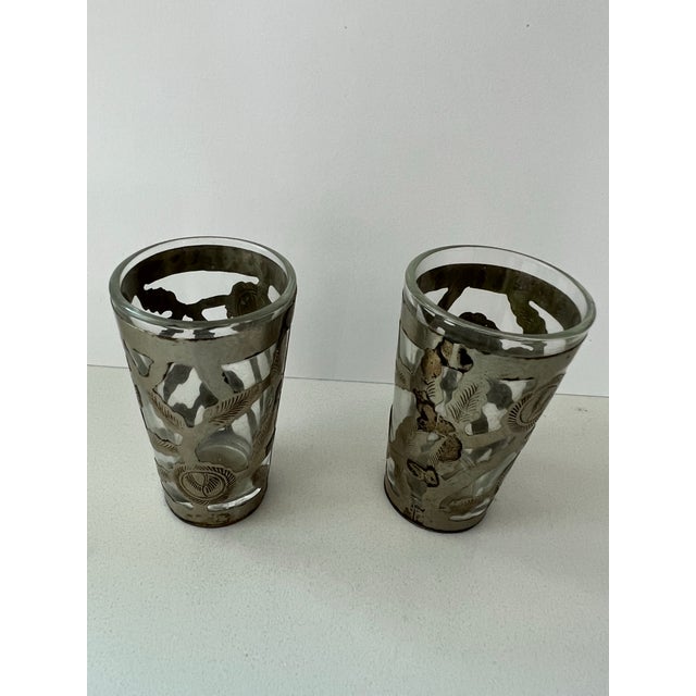 1970s Vintage Sterling Silver Openwork Shot Glasses a Pair For Sale - Image 5 of 8