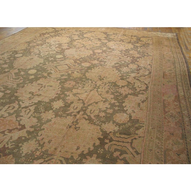 Textile 1930s Tan Taupe Geometric Antique Turkish Decorative Oushak Rug 16' X 21'6" Handknotted Wool Carpet For Sale - Image 7 of 7