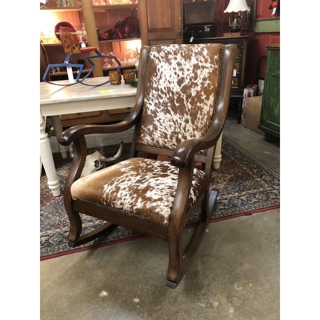 1930s Vintage Natural Cowhide Rocking Chair Chairish