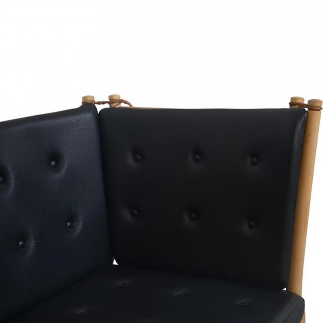 Spokeback Sofa in Black Leather by Børge Mogensen, 1988 For Sale - Image 6 of 18