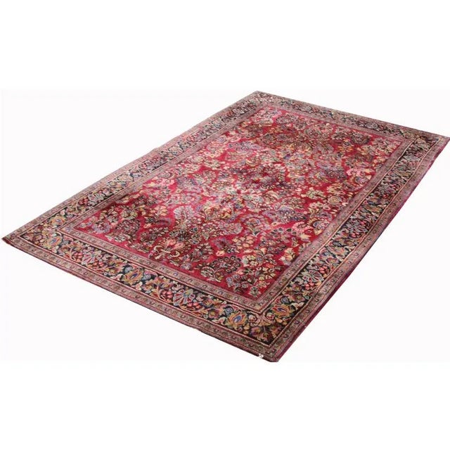 ACTUAL SIZE: 4’2″ x 6’5″ PRIMARY COLOR: Red . Navy AGE: Old MATERIALS: Wool FOUNDATION: Cotton PRODUCTION: Handwoven,...