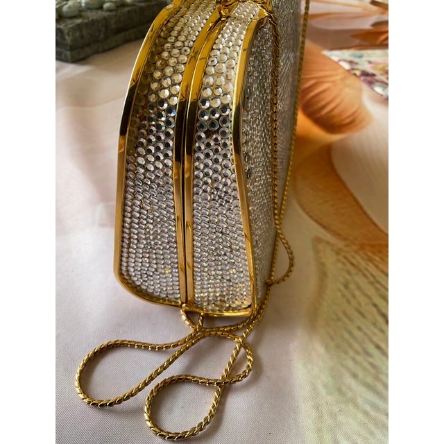 Silver Judith Lieber Minaudière Clutch Bag/Crossbody. For Sale - Image 8 of 8