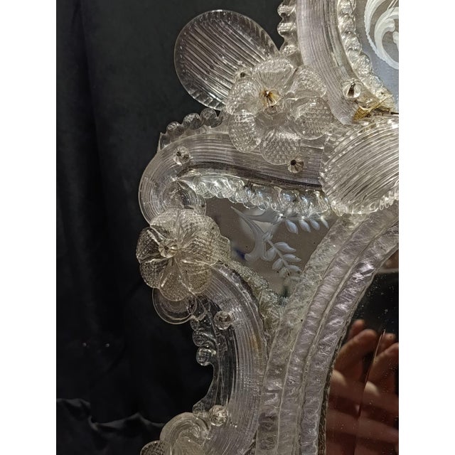 Antique Murano Glass Mirror, 1950s For Sale - Image 6 of 9