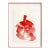 The Red Dress 9 - Framed Original Red Abstract Figurative Ink Painting on French Linen Paper For Sale