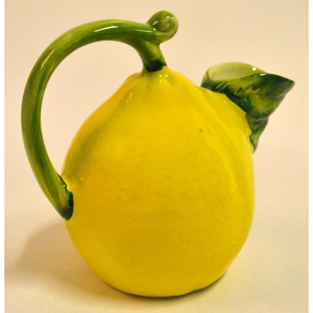 Mid-20th Century Artisan Made Lemon Pitcher Ceramic Majolica Yellow Green Italy For Sale - Image 16 of 16