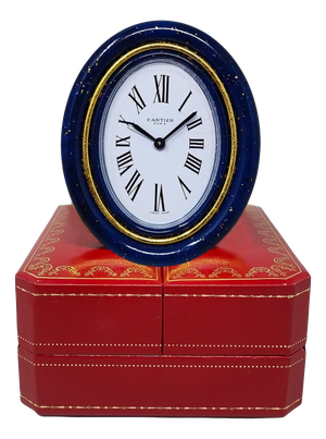 Swiss Alarm Clock in Pendulette Lapis Lazuli by Cartier, 1980s
