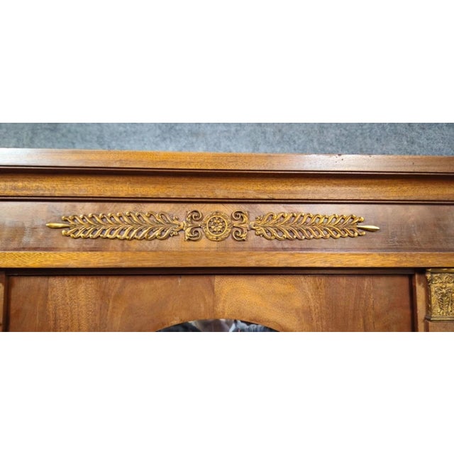 Wood Large Antique Mahogany Wardrobe with Mirror, 1890s For Sale - Image 7 of 15