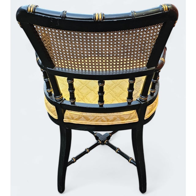 Vintage Faux Bamboo Cane Back Captain's Chair For Sale In Washington DC - Image 6 of 10