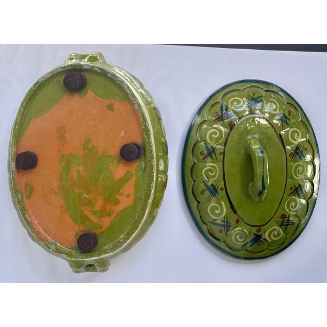 1940s 1940s Handmade Mexican Green Lidded Casserole - For Sale - Image 5 of 10