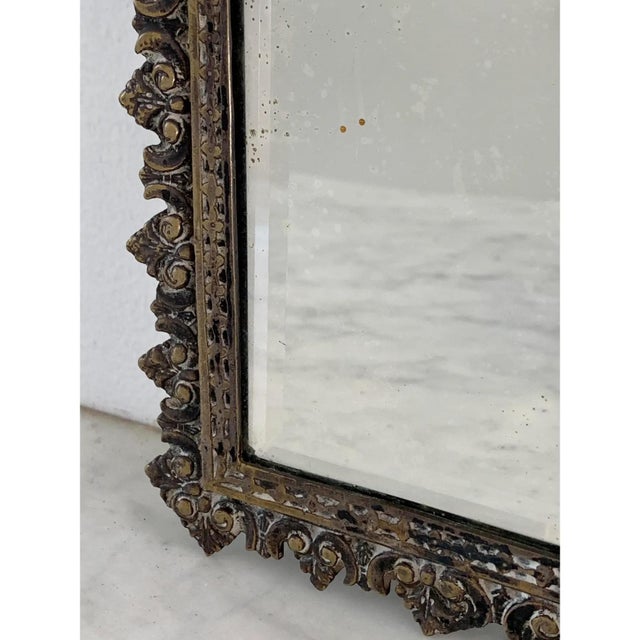 Early 20th Century French Cast Brass Heraldic Mirror With Dragons & Coat of Arms For Sale - Image 10 of 12