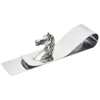 Vintage Hermes Rare Silver-Plate Equestrian PaperHolder and Desk Accessory Signed For Sale