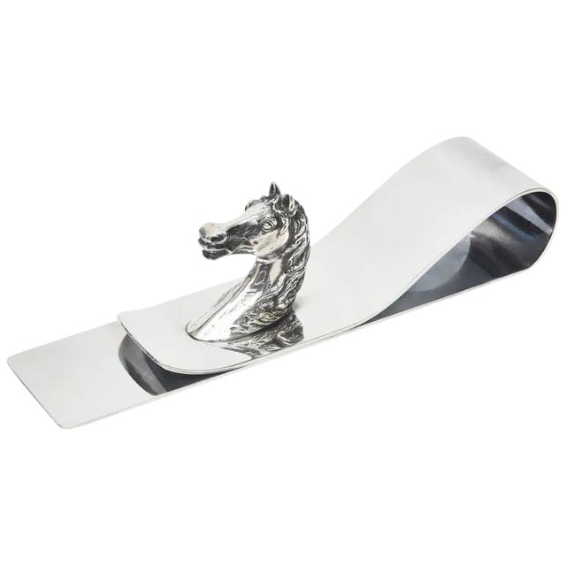 Vintage Hermes Rare Silver-Plate Equestrian PaperHolder and Desk Accessory Signed For Sale