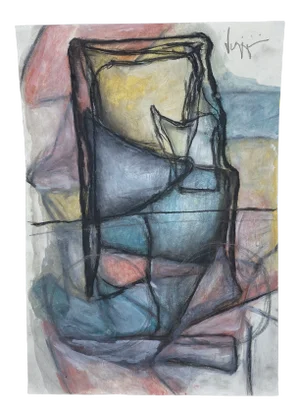 Late 20th Century Charcoal Abstract Drawing Signed Viggiani