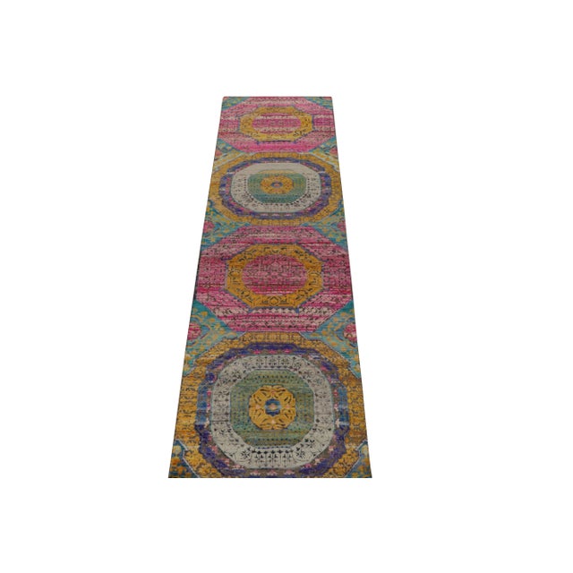 Traditional Rug & Kilim’s 17th-Century Classic Style Runner in Gold, Pink & Blue Medallions For Sale - Image 3 of 8