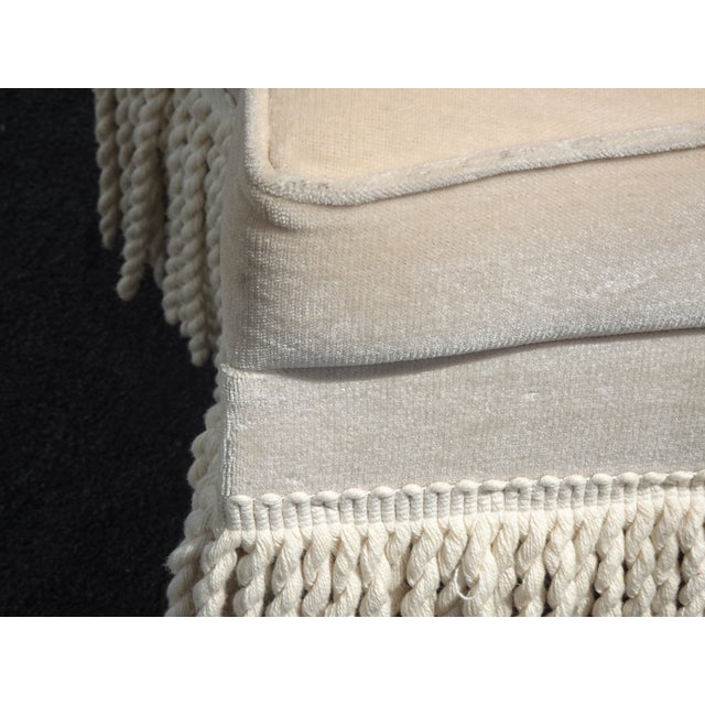Off White Star Shaped Ottoman Footstool W Velvet and Fringe For Sale - Image 11 of 13