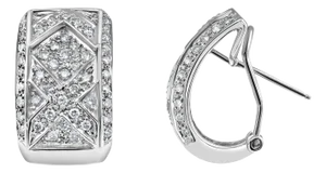 2 Carat Pave Diamond X Design Earrings 14k White Gold, 2 Pieces