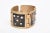 Vintage White and Brown Enamel Gold Plated Abstract Dot Link Cuff Bracelet, 1950's For Sale - Image 4 of 8