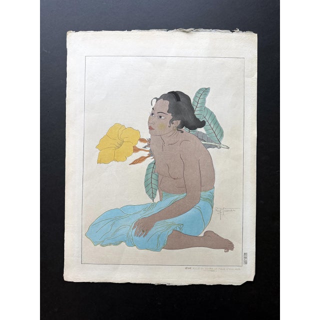 Editioned Woodblock Print Jeune Fille de Saipan by Paul Jacoulet For Sale - Image 13 of 17