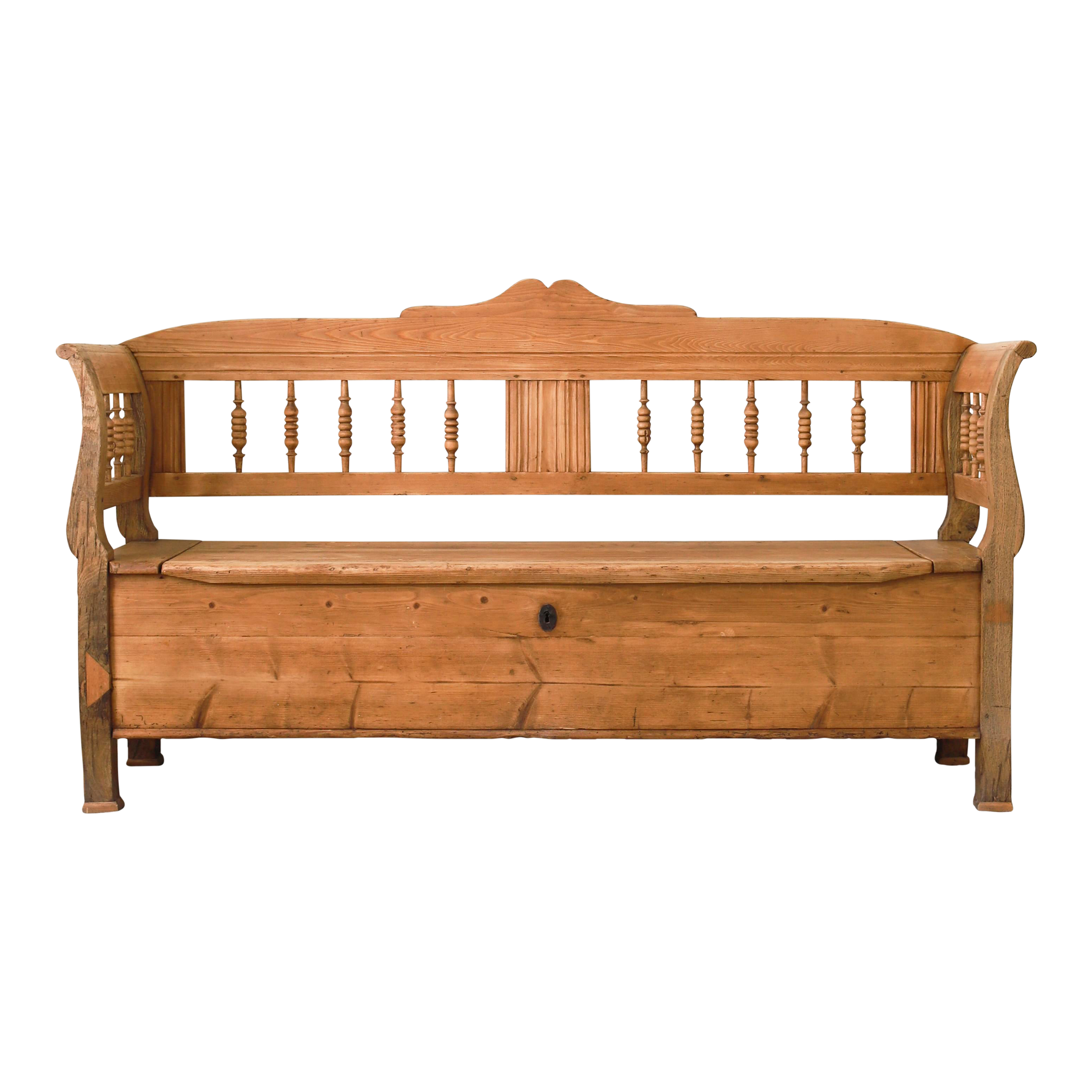 アンティーク雑貨 INDIAN BANK 19th Century Antique Hungarian Pine Storage Bench, Rustic