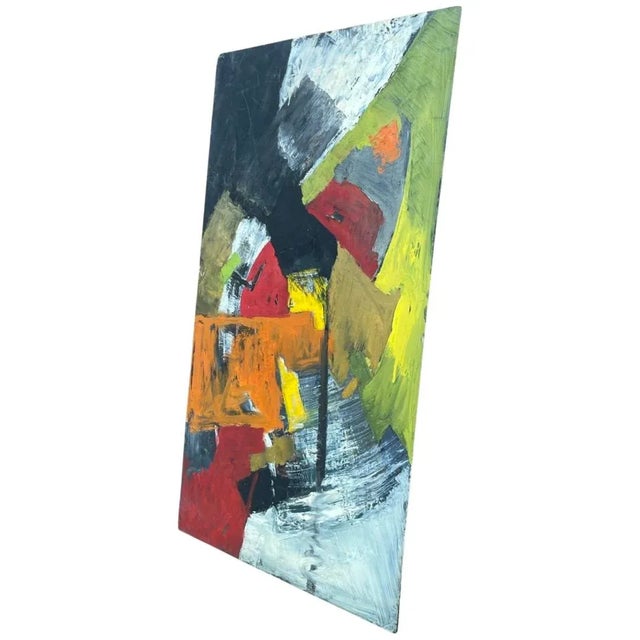 Abstract Pat Berger Abstract Oil Painting on Artist Board For Sale - Image 3 of 7