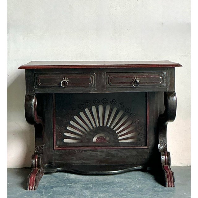 Vintage Boho Reclaimed Wood Console Table For Sale In West Palm - Image 6 of 11