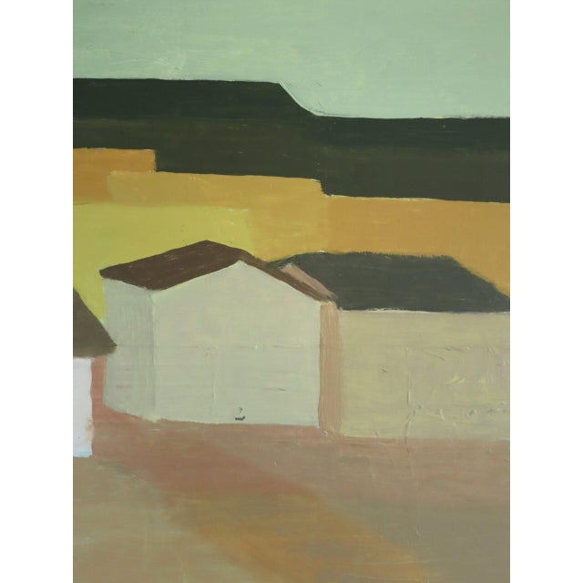 1967 Mid-Century Modern 'Golden Fields' Vintage Swedish Geometric Abstract Landscape Oil Painting, Framed For Sale - Image 12 of 15