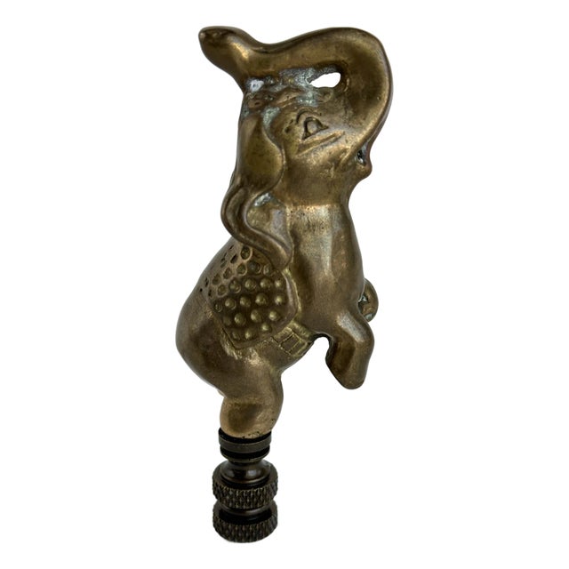Balancing Brass Elephant Lamp Finial on Bronze Hardware For Sale