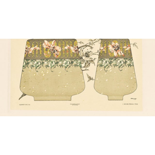 Beaux-Arts C1900 French Art Nouveau Lithograph Ceramic Urns With Flowers by Habert Dys For Sale - Image 3 of 3
