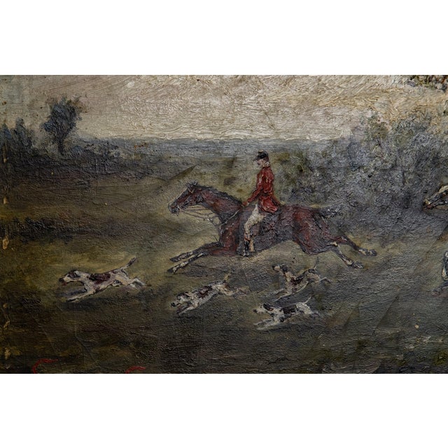 Offering this gorgeous 19th century painting of a Fox Hunt on board. Believed to be English. The small painting is on...
