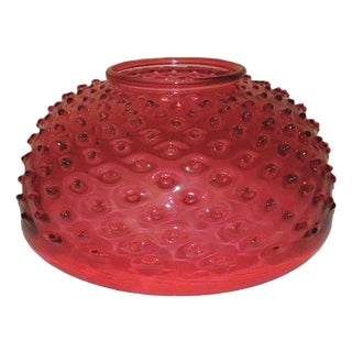 Antique Victorian Hobnail Glass Hanging Oil Kerosene Cranberry Red Lamp Shade For Sale