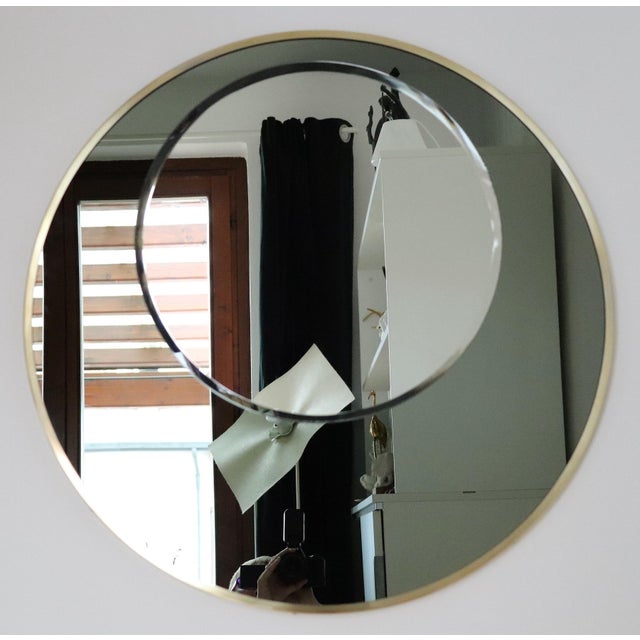 Italian Double Glass Wall Mirror with Brass Frame, 1970s For Sale - Image 14 of 17