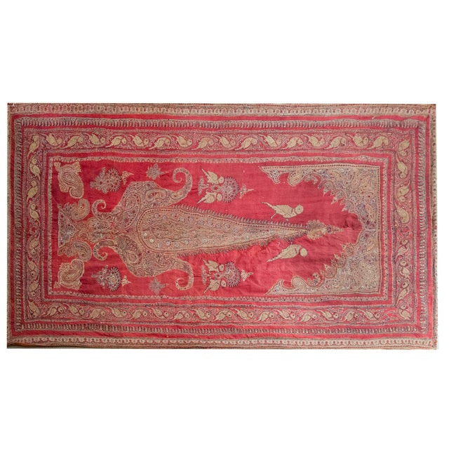 Textile Late 19th Century Persian Kirman Suzani Rug For Sale - Image 7 of 15