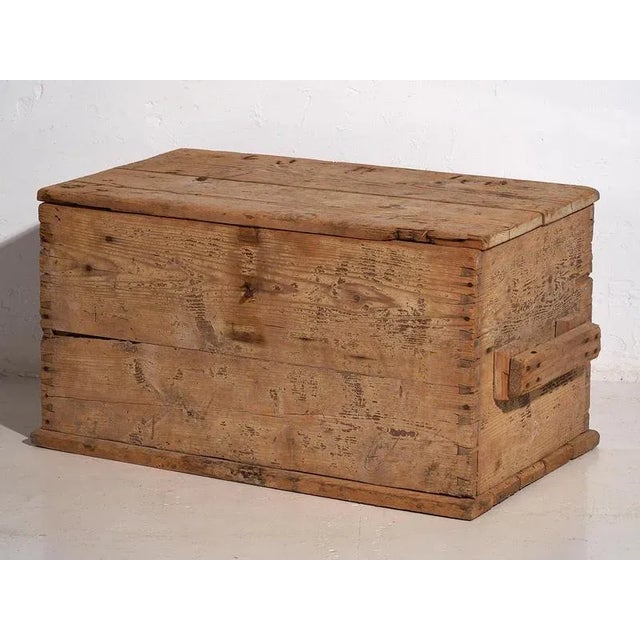 Vintage Washed Wood Trunk, 1920 For Sale - Image 10 of 12