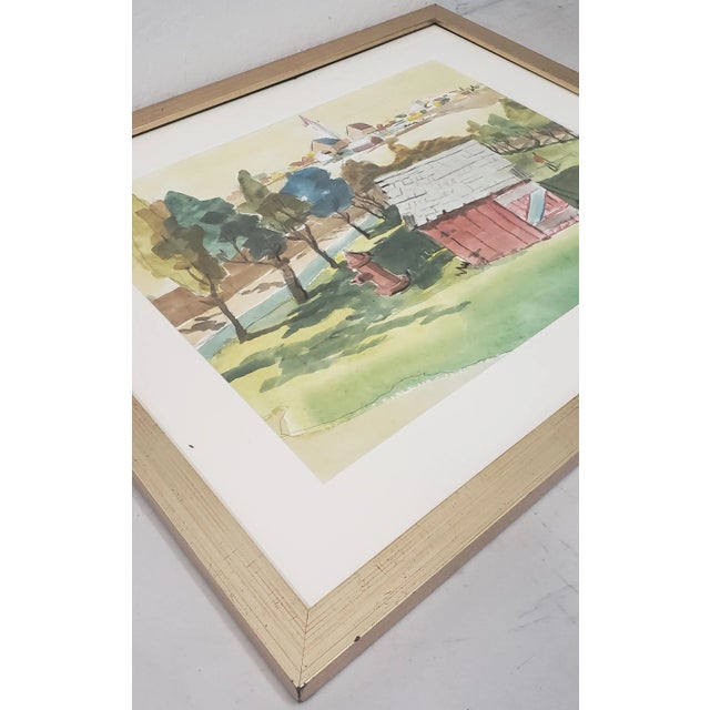 Impressionist "Red Hydrant" Original Watercolor by A. Cunningham 20th C. For Sale - Image 3 of 6