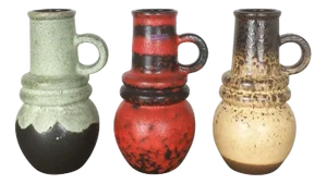 German Fat Lava Pottery Vases from Scheurich, 1970s, Set of 3