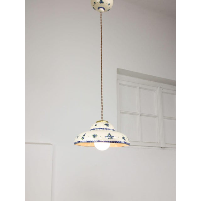 Vintage Hand-Made Ceramic and Brass Pendant Lamp For Sale - Image 12 of 18