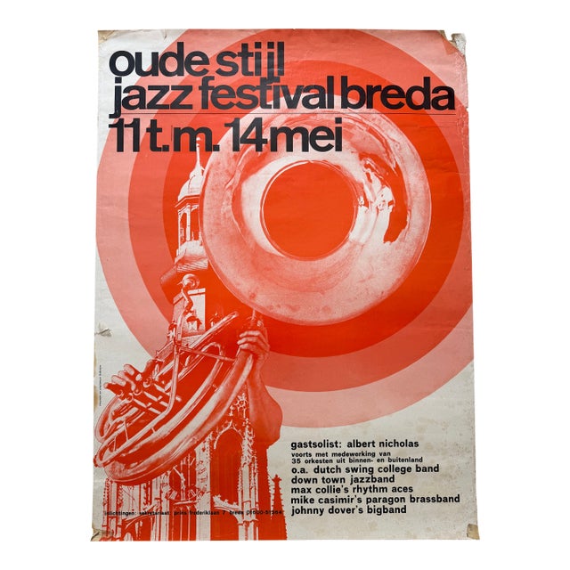 Oude Stijl Jazz Festival Breda, Vintage Poster,printed in Netherlands For Sale