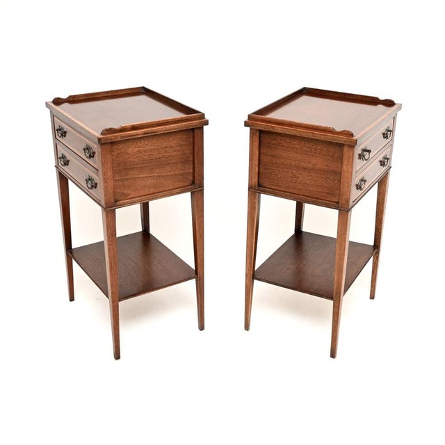 Antique Mahogany Bedside Cabinets, 1920s, Set of 2 For Sale - Image 4 of 11