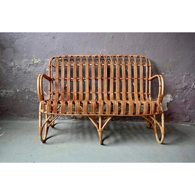 Vintage Rattan Bench | Chairish